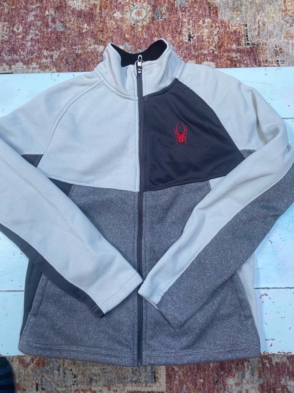 Spyder Men’s Gray and Black Full-Zip Jacket with Red Logo